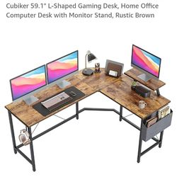 59.1" L-Shaped Desk w/ Monitor Stand