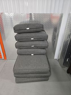 7-Piece Deep-Seat Patio Cushions / Charcoal Grey Outdoor Replacement Pads / Wicker Sofa Fleet