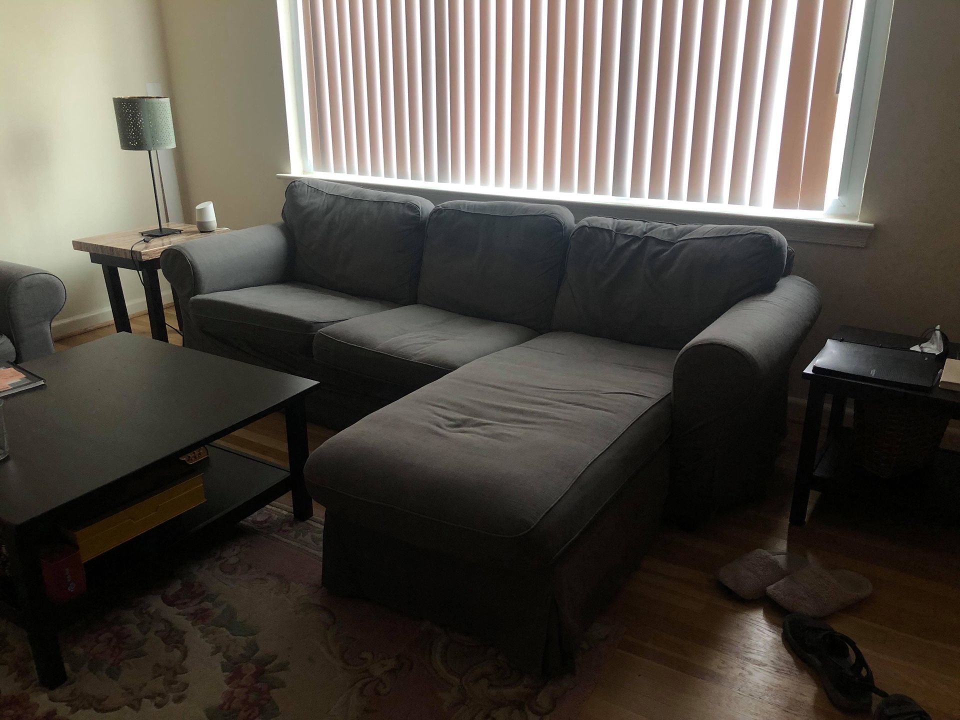Grey Sectional Couch and Side Chair