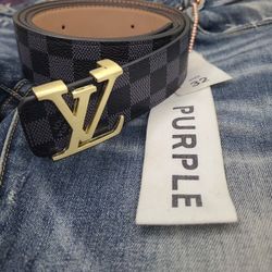 Purple Jeans And LV Belt 