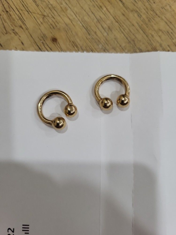 Solid 14 CT Circular Barbell 5/8 OD 3/16 Balls