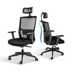 Ergonomic Mesh Office Chair with Wheels, Arms, and Lumbar Support Black Edition