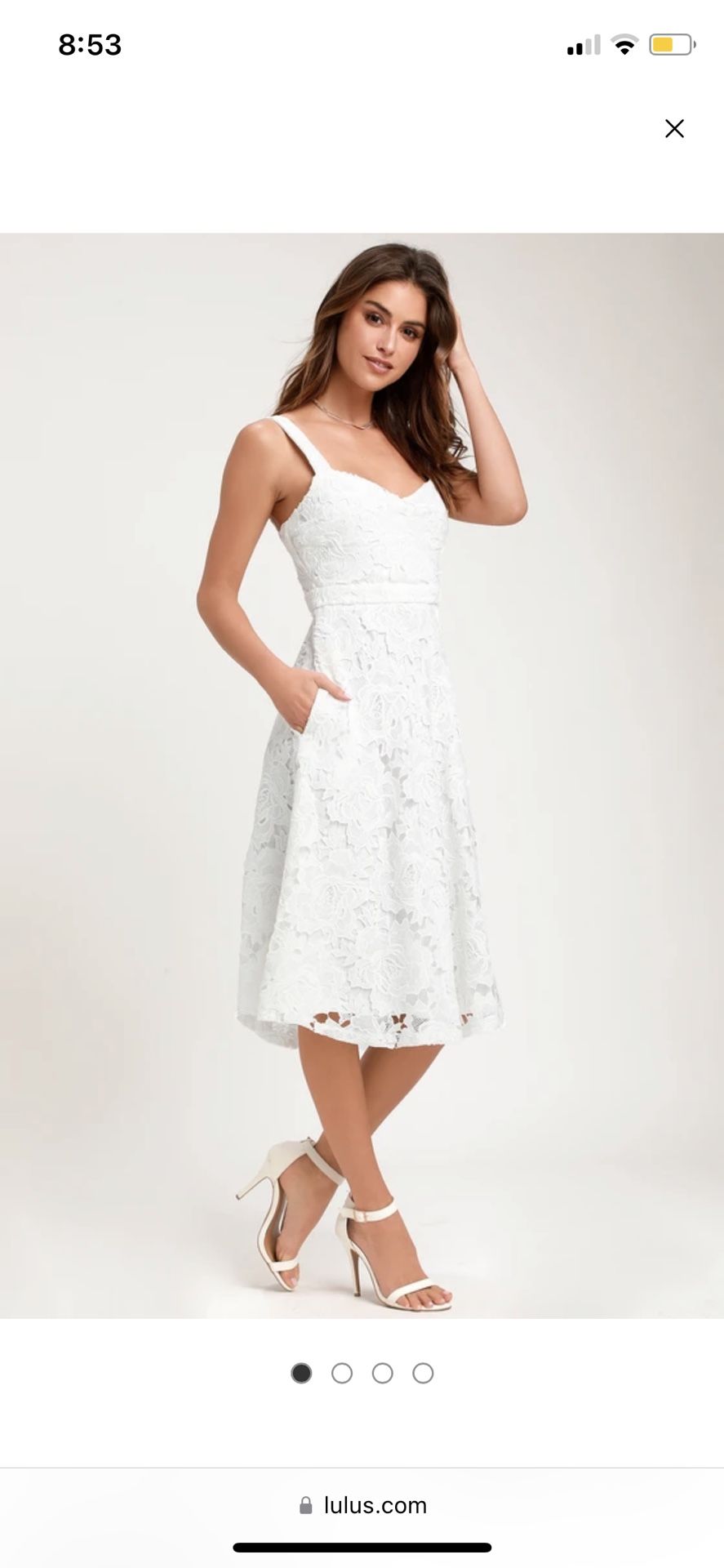 Lulus Divine Beauty White Lace Midi Dress With Pockets