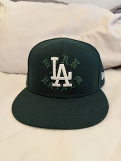 Born Raised New Era Fitted Hat Green LA Logo 7 ⅜