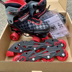 Roller Derby Ener G YOUTH Boy's Size 3-6 Roller Skates Black Red