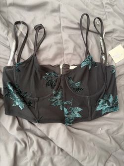 Black Mesh Corset Crop Top
