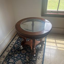 Beautiful Wood Glass Top Table 