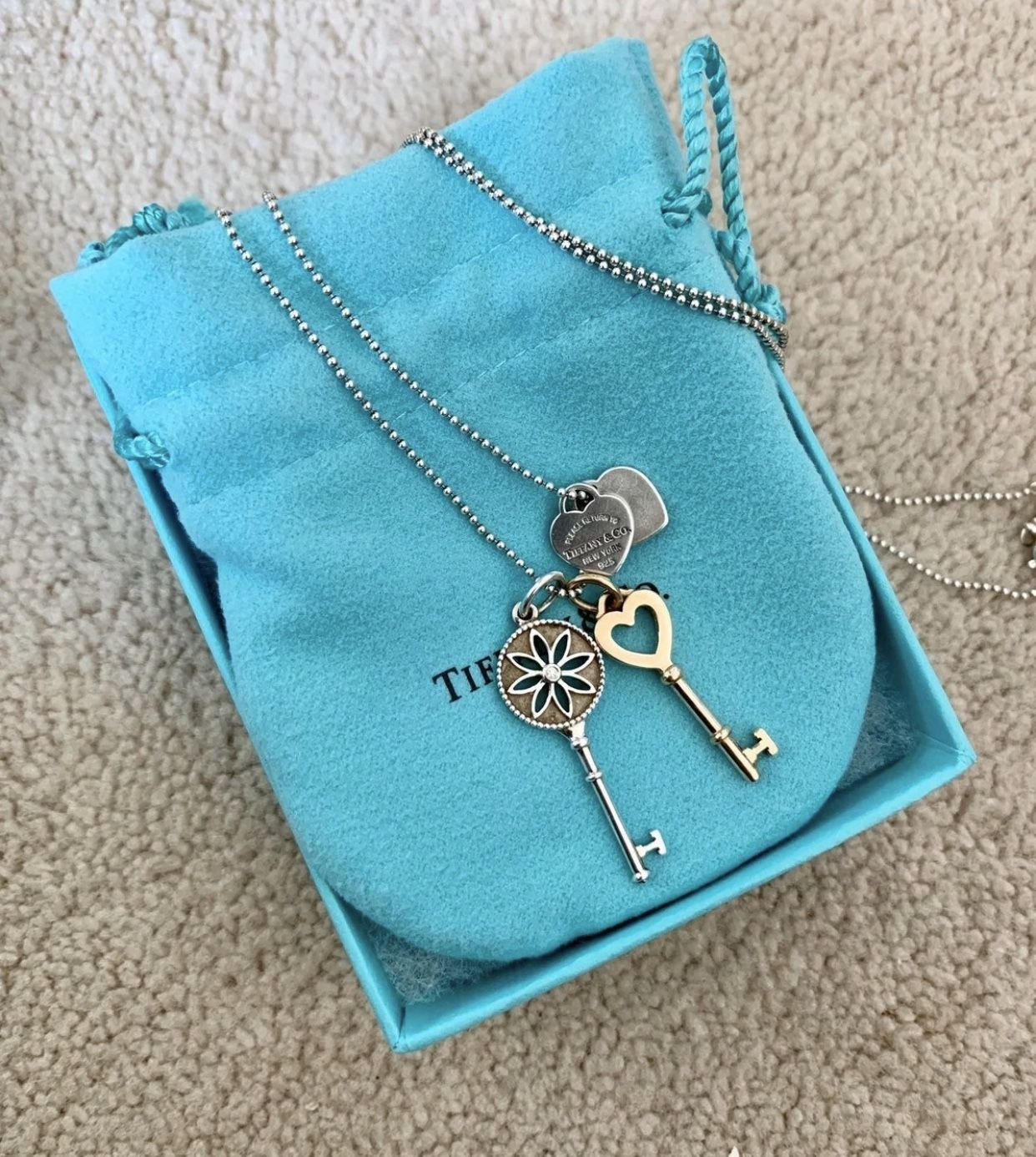 Tiffany and Co. Keys and Heart Tag Necklace