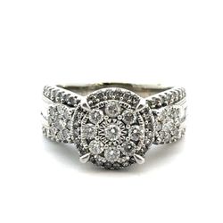 Wanna Ladies 10k White Gold Diamond Halo Ring Band Size 6.5 GP3120075