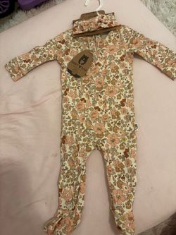 Rabbit and bear onesie and headband girls 3-6 months