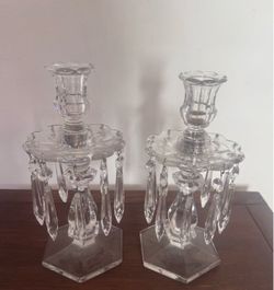 Beautiful Vintage Chrystal 9 ½” Chandelier Candlesticks