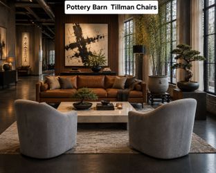 Pottery Barn Tillman Swivel Chairs – Pair
Distressed Keystone Azure Nubuck