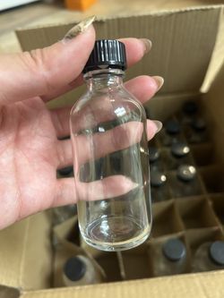 2 oz Small Clear Glass Bottles w/ Lid & Stainless Steel Funnels