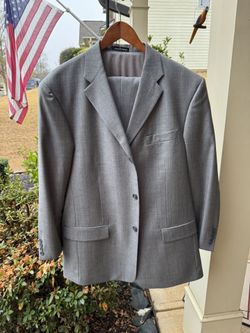 Elegant Perry Ellis Gray Suit for Men - Size 44R