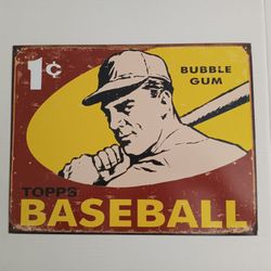 Topps Baseball 1950’s Bubble Gum Retro Vintage Weathered Metal Tin Sign 2006 Reproduction