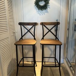 Wood And Black Metal High Chairs Bar Stools High Chairs