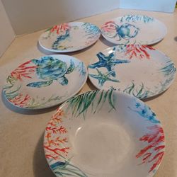 Sea Life Aqua Blue New Plates 5pc.