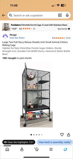 Mcage Large Two-Story Small Animal Rolling Cage