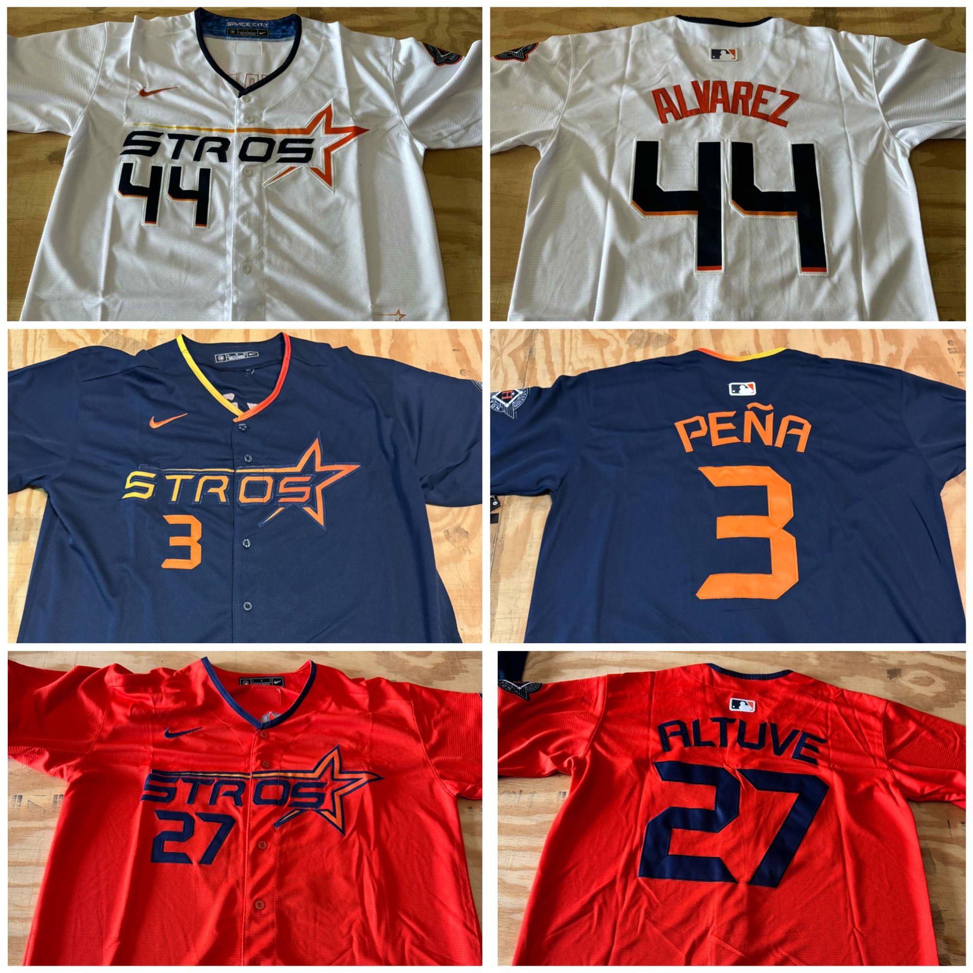 Houston Astros Stros Jerseys (Navy, White, Orange)