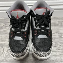 Nike Air Jordan Retro 3 Black Cement Size 5y No Inside Sole 