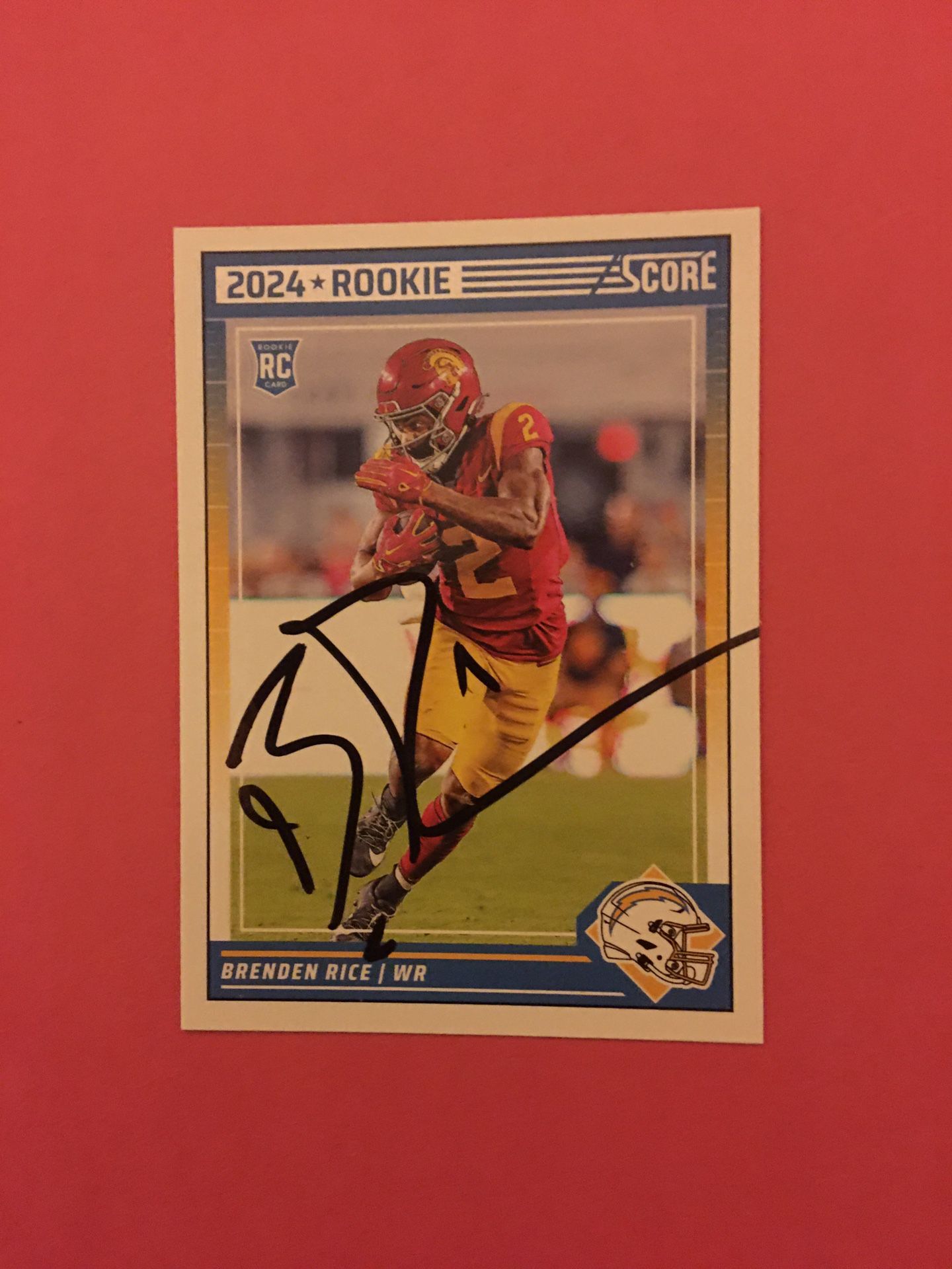 Autograph Card Signed By USC Wr Brenden Rice.