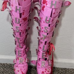 Pink High Heel Boots