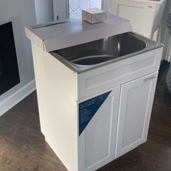 New Laundry, Slop Sink With Cabinet and faucet fixture 