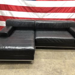 Free Delivery - Modern Black Leather Sectional Couch 