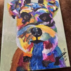 Schnauzer Dog Painting 8 By 8