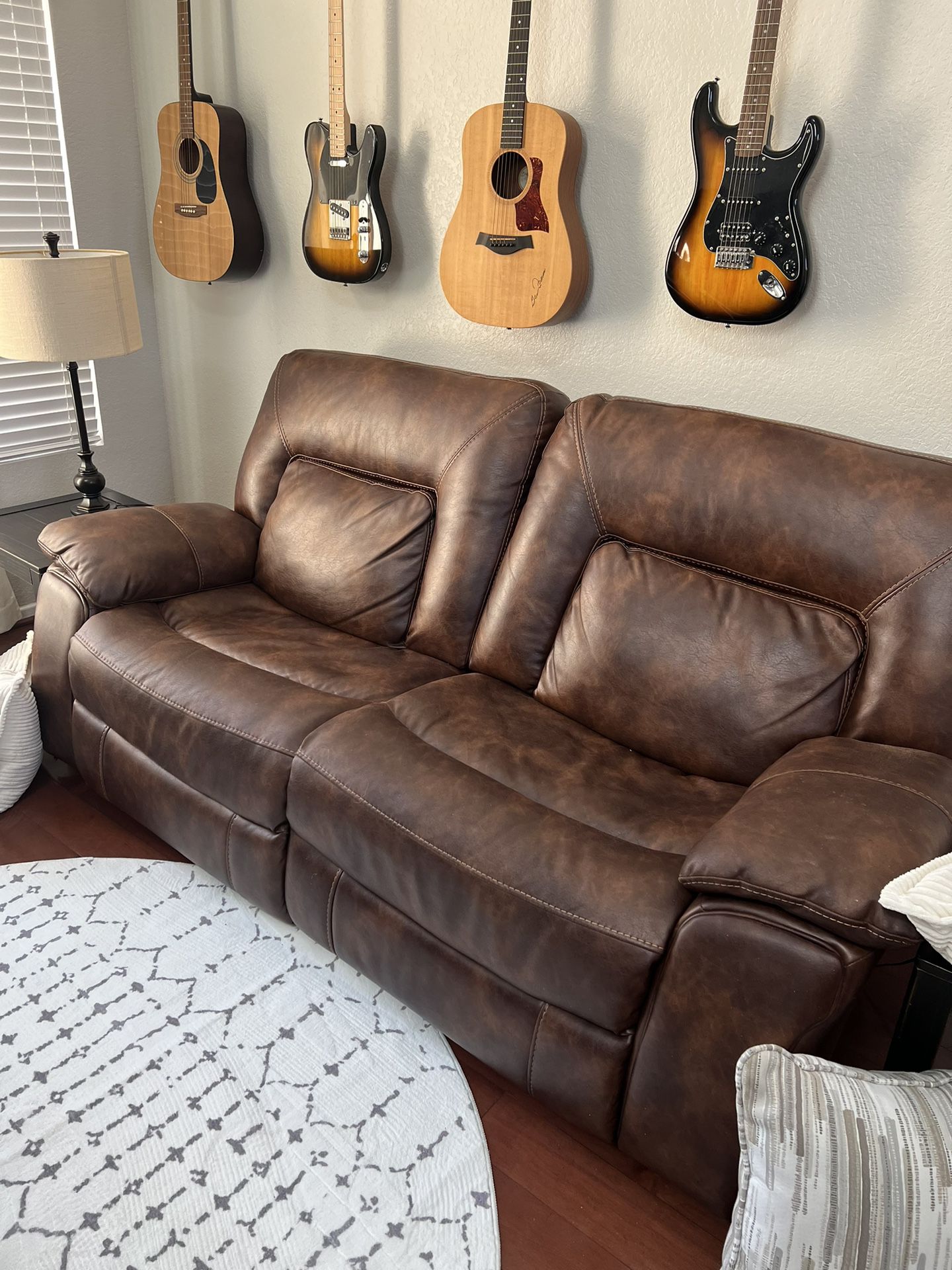 2 Large Faux Leather Reclining Couches 