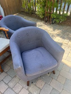 FREE patio table and chairs  and two upholstered blue chairs