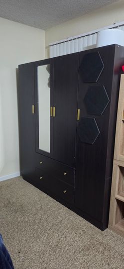 Wardrobe Closet Hanging Rod and Drawers