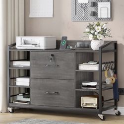 Gray File Cabinet With Wheels 