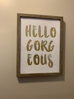 “Hello Gorgeous” framed picture art 15”x13”