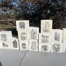 Large Lot of Dept 56 Charles Dickerson Houses & Other Ornaments 