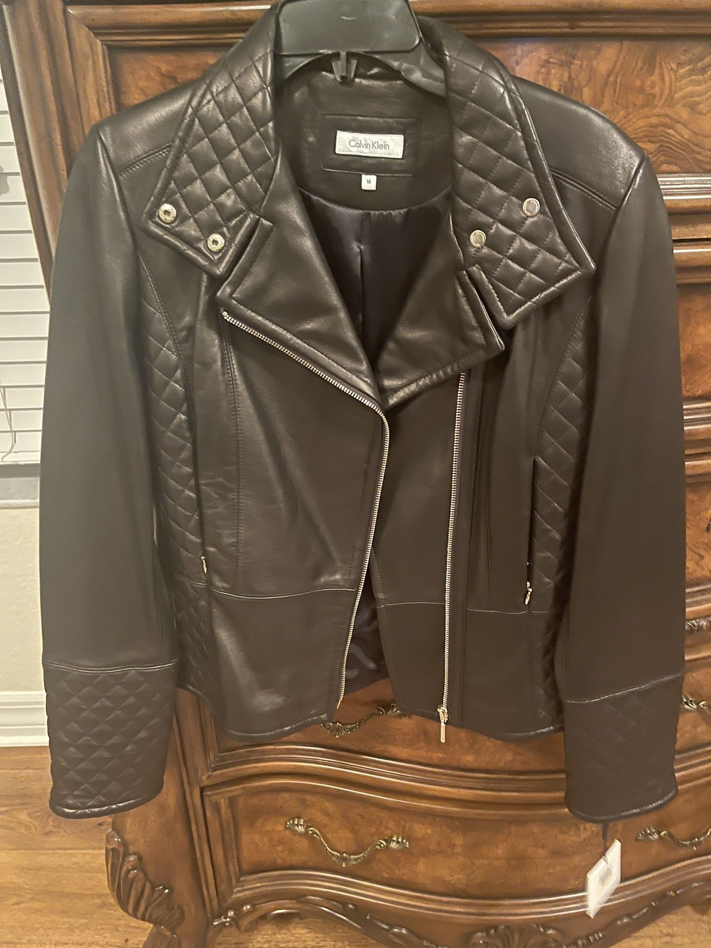New Leather Jacket Black Calvin Klein M