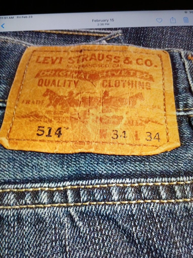 LEVI STRAUSS & CO. 514  W34. L34 DENIM BLUE JEANS