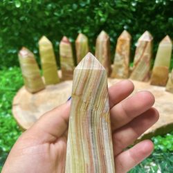 Beautiful Green Onyx Crystal Obelisks