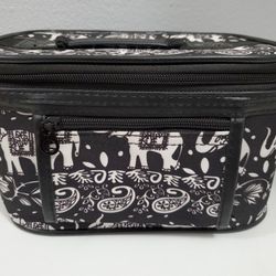 Bohemian Black/White Elefant Print Vanity Bag