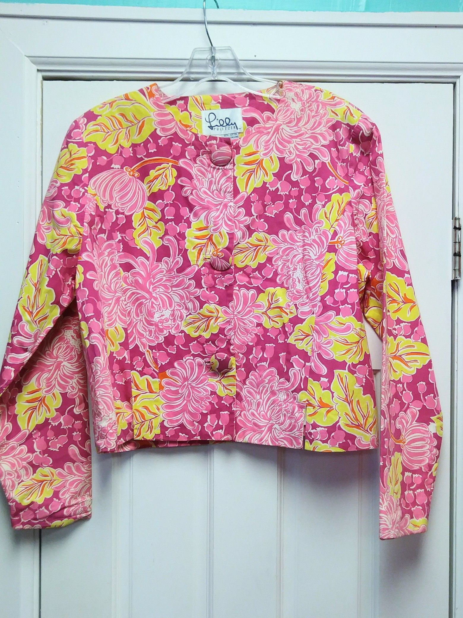 Lilly Pulitzer Pink Yellow Jacket Sz 8