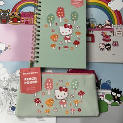 Hello Kitty Spiral Notebook And Pencil Pouch 