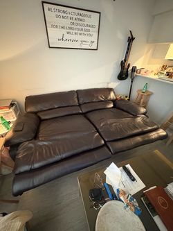 Dark Brown Leather Reclining Sofa