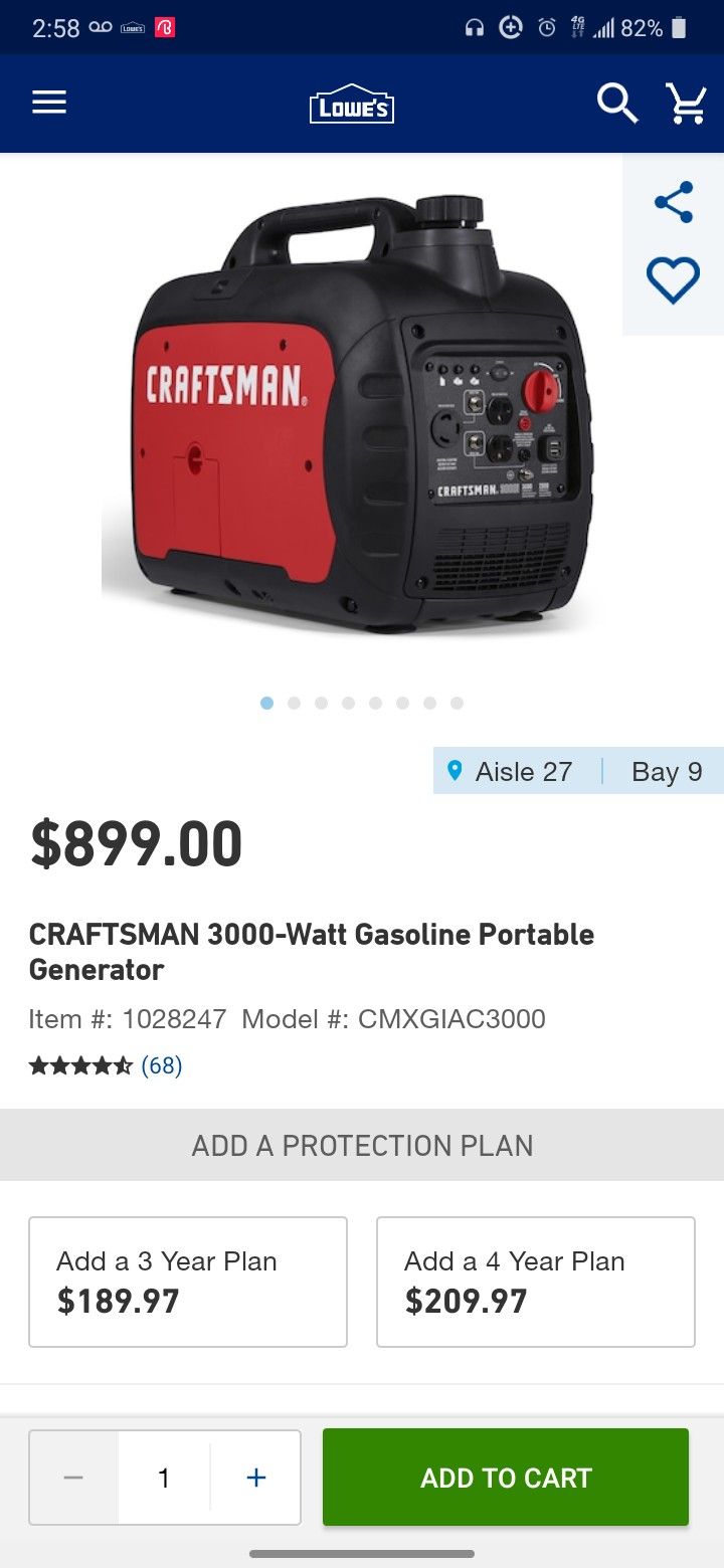 Craftsman 3000 watt inverter generator