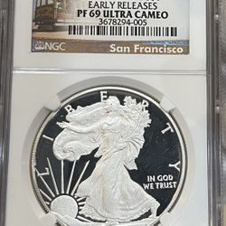 2012 S SILVER EAGLE 🦅 Dollar PF69 ULTRA CAMEO from San Francisco Eagle Set 