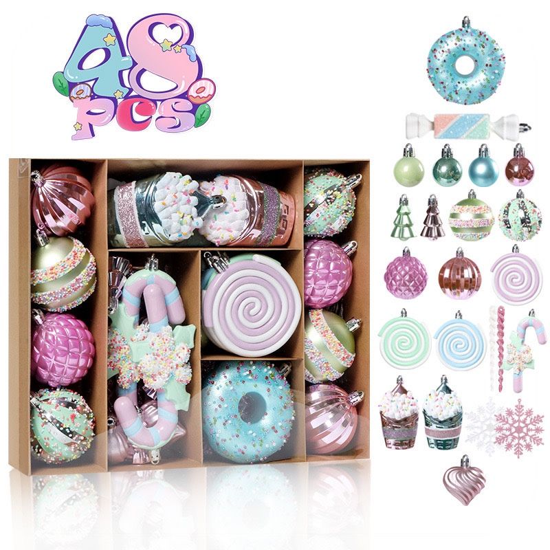 48 PCS Christmas Ornaments Candy Donuts Cupcakes Decorations Christmas Decor
