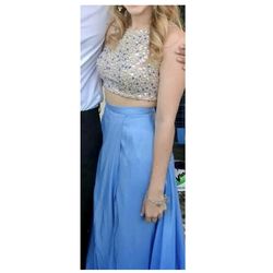 Blue beaded Prom Dress