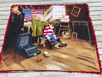 Fleece Throw Blanket Cozy and Warm Classic Americana Family Treasures 23x55