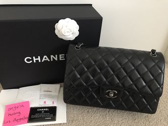Chanel jumbo double flat bag lambskin with ruthenium hardware