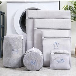 6 Pack Mesh Laundry Bags for Delicates with Non Rust Zipper, Embroidery White Laundry Bags Mesh Wash Bags, Easy Fit Bra, Sock,Lingerie,Sneaker