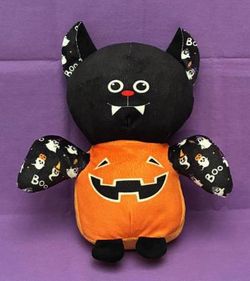 Halloween bat jack-o-lantern plush toy 9” tall A & A Global Industries 2024